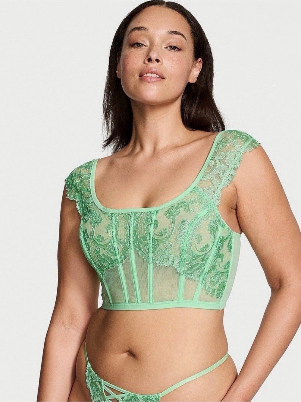 XS Victoria's Secret Boho
Floral Embroidery Cap
Sleeve Corset in Clueless
Green